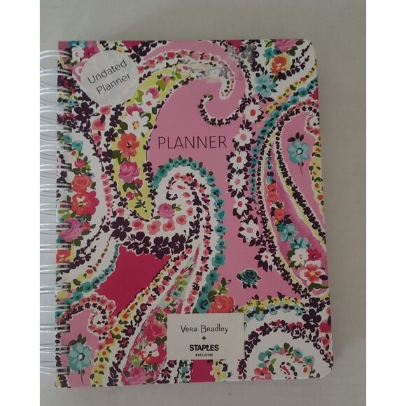 Vera Bradley Other - VERA BRADLEY Undated 12 Month Planner Wildflower Paisley Fuchsia Stickers Pink
